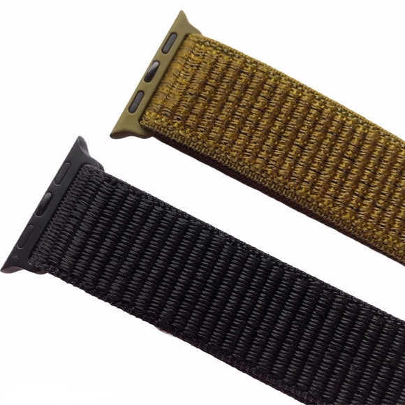 2 Nylon Sport Loop Bands Apple Watch 38/40/41mm Olive - Picture 2 of 7